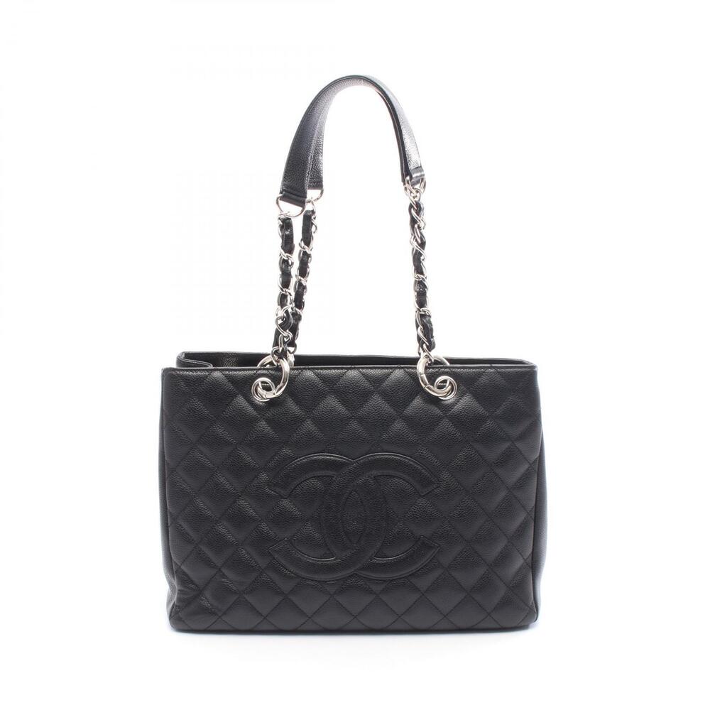 Chanel Matelasse Grand Shopping GST Tote Bag Leather Grained Calfskin Black
